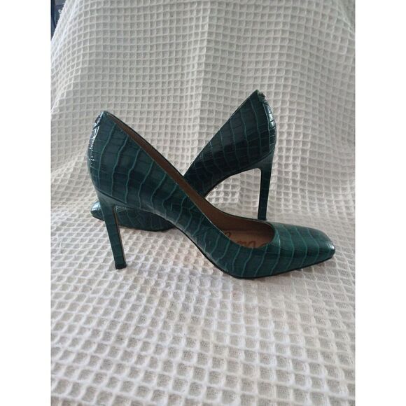 SAM EDELMAN Womens Green Crocodile Arch Support Breathable Padded Heels - Picture 3 of 8